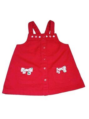 Sergent Major Baby Girl 6M Red Strawberry Floral Dress Coverall Adjustable Strap